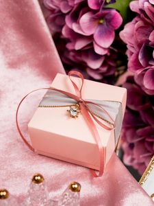 Gift Wrap 30Pcs Pink Box Romantic Wedding Candy Paper Bag Flower Baby Shower Packaging Chocolate Party Supplies Wholesale