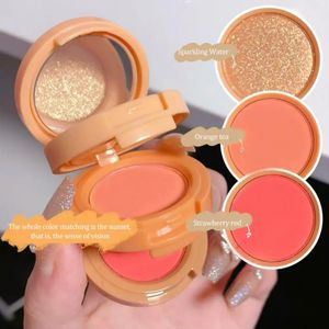 Blush 3 In 1 Blush Palette Three-layer Blusher Highlighter Contouring Peach Red Rouge Long Lasting Natural Repair Cosmetic Brightening 231018