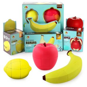 Magic Cubes Panxin Emulational Fruit Cube Nybörjarpussel Tryck Relief Toy Shaped Set Smooth Banana 231018