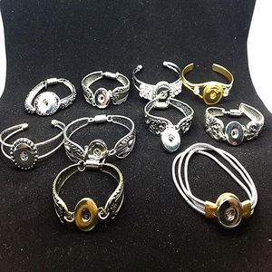 10 peças mix sortidas de gengibre feminino 18mm botão de pressão amuletos banhados a punho vintage pulseiras bangles238z