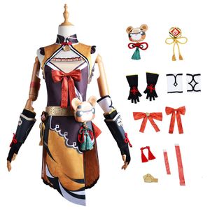 Genshin Impact Xiangling Cosplay Costume Game Genshin Xiangling Guoba Doll Accessories Set Woman Dress Anime Costumecosplay