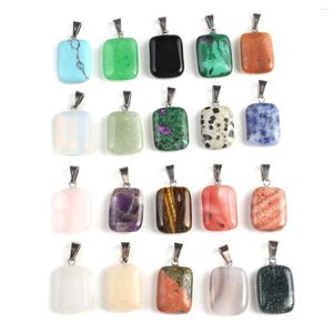 Pendant Necklaces Wholesale Natural Agate Stone Rectangle Shape Charms For Women Making DIY Jewerly Necklace Accessories 24x15x5mm