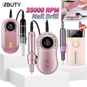 Nail Manicure Set INBUTY 35000RPM Drill Electric Machine Rechargeable Salon Gel Polish Sander Professional Tool 231017