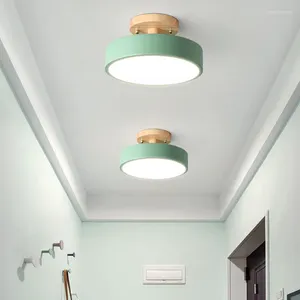 Ceiling Lights Nordic Macaron Colorful Lamp Simple Creative Wood Light For Hallway Balcony Cloakroom Corridor Porch