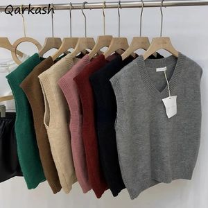 Women's Vests Sweater Vest S-3XL Jumpers V-Neck Knitted Preppy Autumn Korean Style Solid Colleges Stylish Cozy Teens Candy Colors 231011