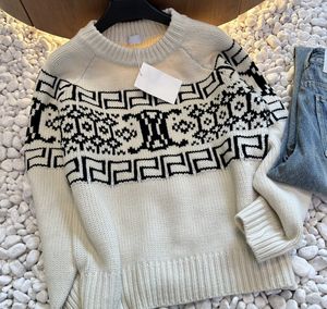 Moda classica trendy designer di lusso panno donna autunno inverno lettera CE logo jacquard nero bianco pullover maglione lavorato a maglia C4