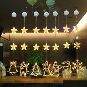 Luz decorativa led luz de sucção de natal luz criativa cortina de luz árvore elk sino combinação luz decorativa