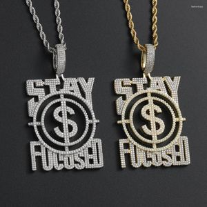 Pendant Necklaces AZ STAY FOCUSED Letters Iced Out For Couples Paved Cubic Zircon Stone Hip Hop Men Goth Jewelry Gift Free Ship