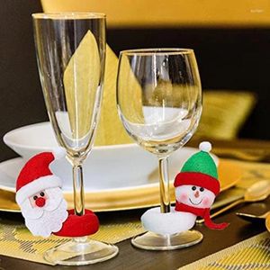 ワイングラス6PCSクリスマスガラスの装飾サンタクロースムース - スノードリンクマーカーセットホリデーパーティーのためのキット