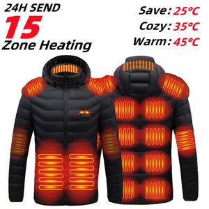 Men's Jackets 15 Area Men's Heated Vest Men Women Parka Jacket Autumn Winter Cycling Warm USB Electric Heated Outdoor Sports Vests For Hunting 231017