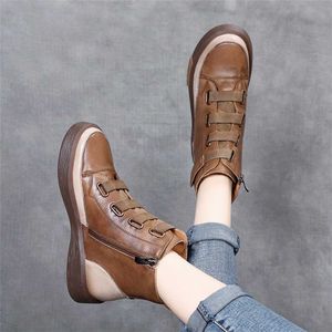 Boots Recommend real leather boots childrens new winter soft bottom color matching high top womens shoes magic stickers Martin 230830