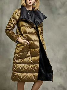 Женские пуховые парки, женская двусторонняя длинная куртка, зимняя водолазка, белая утиная куртка, теплая зимняя верхняя одежда, 231017