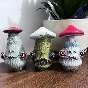 Objetos decorativos Figuras do Halloween Creative Skull Mushroom Sculpture Monster Resin Crafts Home Garden Decorations Office Desktop 231017