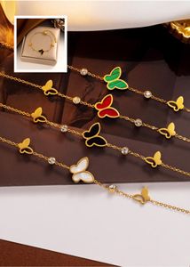 Luxury butterfly Bracelets Elegant Fashion 18K Gold Agate Shell chain Girls Couple Holiday Birthday Party Gifts