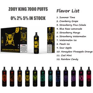 ZOOY KING 7000 PUFFS Eタバコ使い捨てベイプペンエルフバーベイプVAPEカートリッジVaper 0％2％5％650MAH 14ml充電式プレフィルドカートRandm Tornado 7k 9k 10k Puff