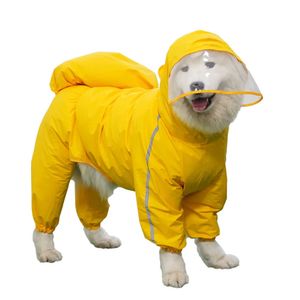 Abbigliamento per cani Impermeabile per cani di grossa taglia Giacca antipioggia impermeabile con cappuccio completamente coperta con copertura per coda rimovibile Abbigliamento per animali Husky Samoiedo 231017