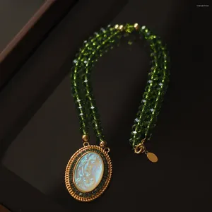 Anhänger Halsketten Kirksfolly Meerjungfrau Kristall Perlen Halskette Vintage Retro Nische Relief Cameo Damen