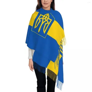 Eşarplar Ukrayna Ulusal Bayrak Eşarp Kış Sonbahar Pashmina Şalları ve Püskül Bayanlarla Uzun Büyük Sargı