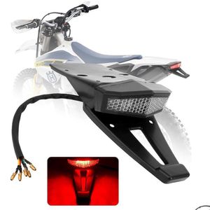 Bilsignallampa Turn Light Brake Stop Indicator Red/Amber för Bobber Enduro Dirt Bike Motorcykel ATV LED -bakre svansutsläpp DHC0V