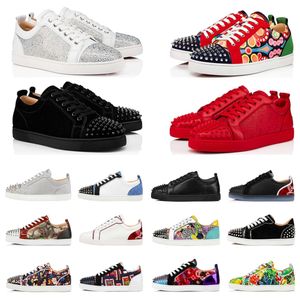 Med Box Red Bottoms Mens Shoes Womens Fashion Sneakers Designer Shoes Low Black Red Cut Leather Splike Tripler Loafers Vintage Plate-Forme Luxury Trainers Storlek 36-47