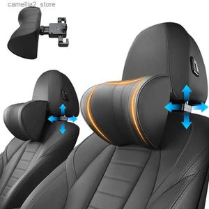 Seat Cushions Adjustable Car Headrest Pillow Leather Seat Head U Neck Support Comfort with Hook Rest Travel Cushion for Kids Adult Q231018