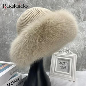 Beanieskull Caps Stylish Beanie Hatts for Women Winter Warm Fluffy Bone Cap Soft Outdoor Thick Natural Fur Hat Female Dome Hats 231017
