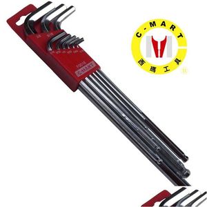 Diğer El Aletleri 9pc Ball Point Hex Key Anahtarı Ekstra Uzun Kol Allen Allen İç Altıgen Anahtarlar CRV Altıgen Spanners Metrik İngilizce S DHOQW