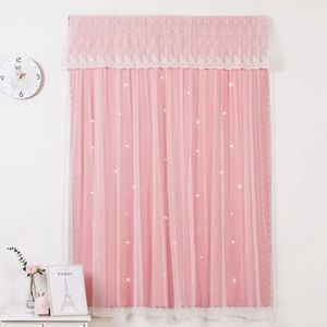 Cortina Magic Strap Blackout Cortina Punch-Free Star-Cutout Sheer Janela Cortina para sala de estar Quarto Cortinas Fácil de instalar TJ1620-2 231018