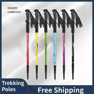 Pólos de trekking 63-135cm Nordic Bengalas Camping Caminhadas Ultraleve Ajustável Telescópico Alpenstock Trekking Pólos Escalada 231018