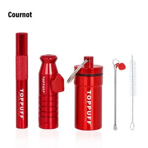 New Snuff Aluminum Storage Stash Jar Herb Pill Box Sniffer Tube Straws Container Kit With Spoon Smoking Accessories