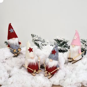 Christmas decoration linen machine embroidery red Christmas flowers creative cartoon car elderly Christmas socks