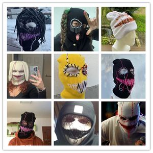 Beanie/Skull Caps Men Halloween Balaclava Scary Women Knitted Hood Knitted Hat Party Motorcycle Bicycle Ski Cycling Cool Skull Masks 231017