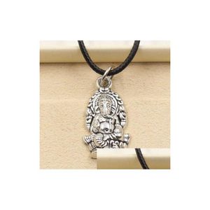 Pendant Necklaces Fashion 10Pcs/Lot Tibetan Sier Pendant Buddha Necklace Choker Charm Black Leather Cord Jewelry Necklaces Pendants Dhjme