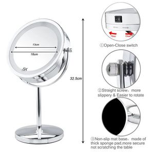Compact Mirrors 1x/3x/5x Magnification Makeup Mirrors Led Round Table Desk Beauty Vanity Make Up Mirror Led Makeup Mirror With Light 231018
