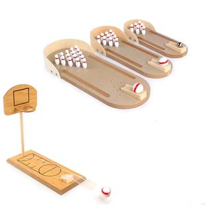 Bowling Mini Wood Board Game Sports Kids Toys Adult Children Desktop Battle Parentchild Table Gift 231017