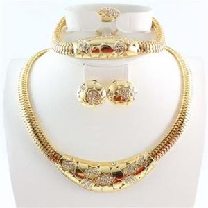 New Design Fashion Necklaces Bracelets Earrings Rings Jewelry Australia Crystal Gold Plated Jewelry Sets208I