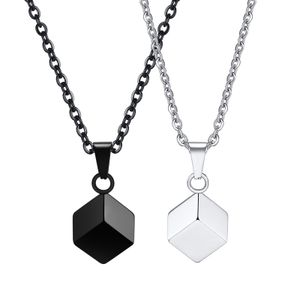 Kvinnor Mens Ny rostfritt stål 3D Square Öppnande Urn Pendant Halsband Enkel geometriska smycken Polerad 2mm 24 tum