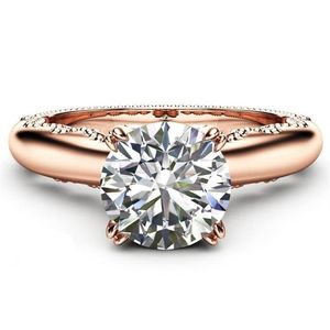 Cluster Rings 14k Rose Gold Jewelry Diamond Ring for Women Bague Homme Gemstone Anillos Bijoux Femme Jewellery Bizuteria270H