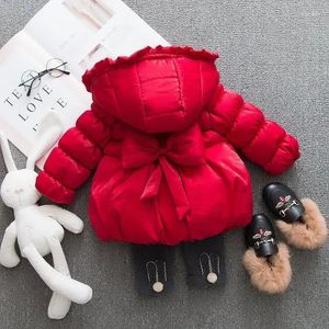 Down Coat Baby Girl Winter Tjock Red Year Christmas Bow Hoodie Outwear Toddler Parkas Kids Jackets For Girls
