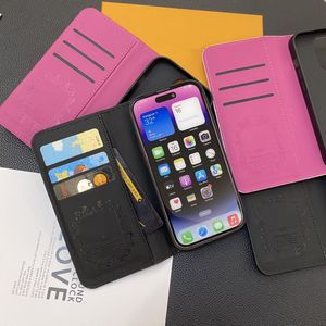 علبة الهاتف الجلدية الفاخرة لـ iPhone 15 Pro Max 14 13 12 11 Pro Max Designer Wallet Flip iPhone Case Card Card Case Gold Procsing Screpossing Scarroof