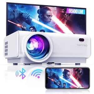 TOPTRO TR21 Mini Projector 9500LUMENS WiFi Bluetooth Support 1080p Home Video Portable Movie 231018