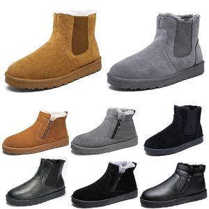 Stivali in cotone senza marchio scarpe mid-top da uomo donna marrone nero grigio pelle outdoor colore3 caldo inverno