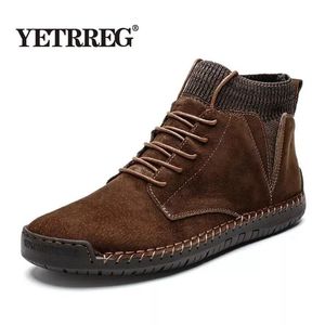 Botas marca inverno quente homens neve de alta qualidade vaca camurça homem tornozelo sapatos de pele de pelúcia outono unidade básica tamanho grande 48 231018