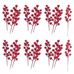 Gift Wrap 20 Pack 8inch Artificial Christmas Red Berries Stems For Christmas Tree Ornament Diy Xmas Wreath Holiday and Home Decor 231017