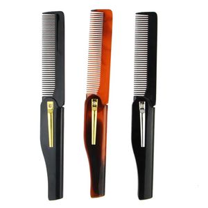 Hårborstar 3 Färger Foldbable Comb Pocket Clip Mustasch Beard Styling Tool Frisörning 231017