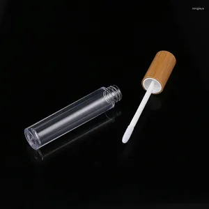 収納ボトルリリップグロスチューブ空の5ml /6ml竹リップグロス化粧品パッケージリップグロスチューブ付きワンド