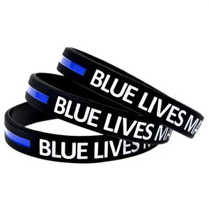 1PC Blue Lives Matter Silicone Rubber Wristband Soft And Flexible Black Adult Size Classic Decoration Logo1860