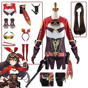 Gioco Genshin Impact Costume Cosplay Ambra Costume Cosplay Parrucca Donna Abiti rossi Costume di Halloween Top Pant Uniforme Tutacosplay