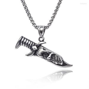 Pendant Necklaces Punk Stainless Steel Chain Demon Dagger Necklace For Men Vintage Skull Knife Charm Male Jewelry Gift Bijoux Heal2651