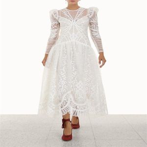 Runway Dresses 2022 autumn and winter tide brand new mesh embroidered long dress skirt190x